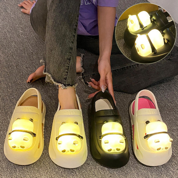 Cute Slipper with Panda Lamp, Summer Sandales Femme Light Funny Women's Slippers, Shoes for Women