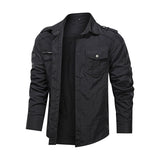 Men's Outwear, Military Thin Long Sleeve Shirt, Quick-dry Solid Casual Tops, Body Fit Guys' Shirts