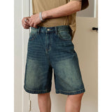 American Style Retro Washed Loose, All-match Casual Denim Shorts