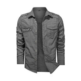 Men's Outwear, Military Thin Long Sleeve Shirt, Quick-dry Solid Casual Tops, Body Fit Guys' Shirts