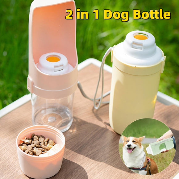 2 in 1 Travel Dog Water Bottle, Pet Water Dispenser Drinking Outing Water Feeder, Pets' Outdoor Portable Products