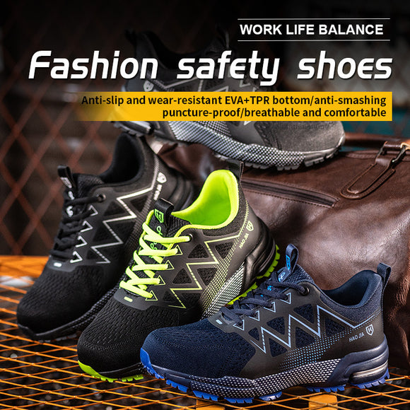 European Code Flying Woven Steel Toe Cap Safety Shoes, Male Attack Shield and Anti-stab Casual Sneakers