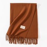 Pure Color Artificial Cashmere Scarf, Women's Winter High-grade Shawl