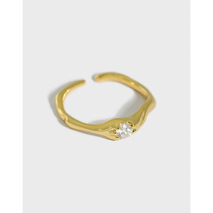 Small Design Sense of Simplicity and Temperament Zircon, Electroplating Silver Ring