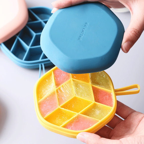 Silicone 12 Cavity Hexagon, 3D Ice Mold, DIY Popsicle Mould, Ice Cream Maker Storage Box