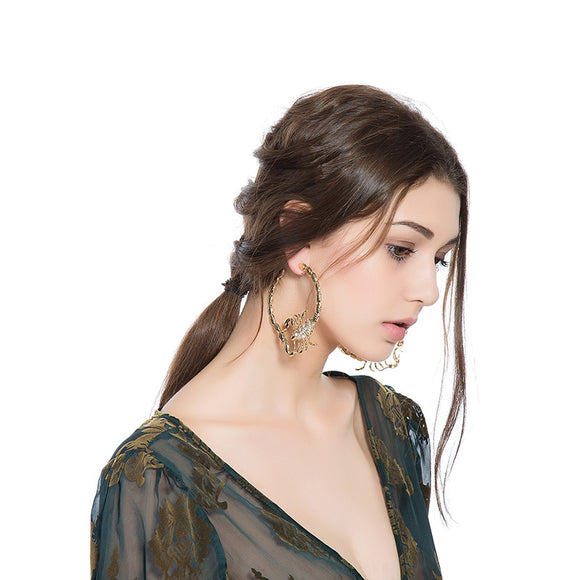 Alloy Diamond-studded Scorpion Earrings, Ear Accessories