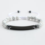 Beaded Adjustable Engraved Bar Bracelet