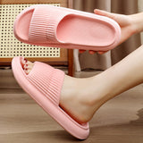 Solid Striped Design Home Slippers, Men Women's Fashion House Shoes, Non-slip Floor Bathroom Slippers for Couple