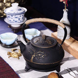 Japanese Cast Iron Teapot, Peony Tea-set