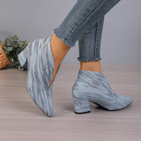 European and American V Cut Denim Booties for Women