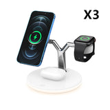 Compatible with Apple, 3 in 1 Magnetic Wireless Charger, 15W Fast Charging Station for Magsafe Chargers