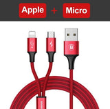 Compatible with Apple and Android, Baseus Micro USB Cable for iPhone X 8 7 6, 3 in 1 USB Type-c Mobile Phone Charger