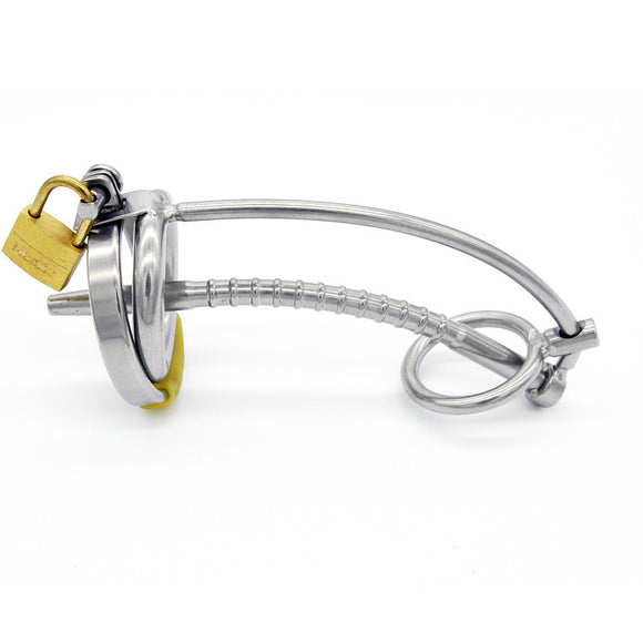 Men's Stainless Steel Chastity Lock, Catheter Device