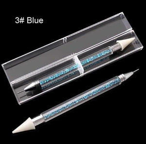 Dual-ended Nail Dotting Pen, Diamond Painting Pen, Crystal Beads Handle, Rhinestone Studs Picker Wax Pencil Manicure