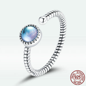 S925 Sterling Silver Platinum Plated Moonlight Lovers' Ring