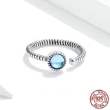 S925 Sterling Silver Platinum Plated Moonlight Lovers' Ring