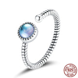 S925 Sterling Silver Platinum Plated Moonlight Lovers' Ring