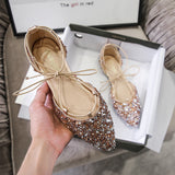 Fashion Cross Strap, Rhinestone Single Shoes