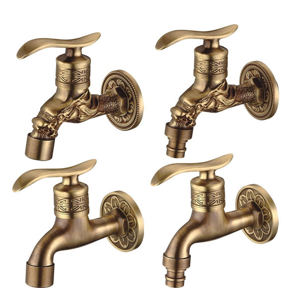 Antique Brass Carved Garden Faucets, Outdoor Washing Machine Decorative Luxury Toilet Nozzles