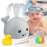 Baby Cute Cartoon Whale Floating Spraying Water Bath Toys with Light Music, LED Children Playing Activity Tools