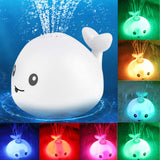 Baby Cute Cartoon Whale Floating Spraying Water Bath Toys with Light Music, LED Children Playing Activity Tools