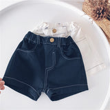 Spring and Summer Boys and Girls' Jeans, New Hot Children's Casual Five-point Baby Pants