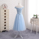 Long Blue Bridesmaid or Sister's Dress, Shoulder Evening Dress