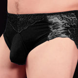 Sexy Plus Size, Embroidered U-shaped Cotton Pocket Briefs, Men's Exotic Shorts