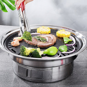 Stainless Steel Charcoal Barbecue Grill, Korean Non-stick Portable Outdoor BBQ Grill, Round Carbon Barbecue Stove