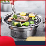 Stainless Steel Charcoal Barbecue Grill, Korean Non-stick Portable Outdoor BBQ Grill, Round Carbon Barbecue Stove