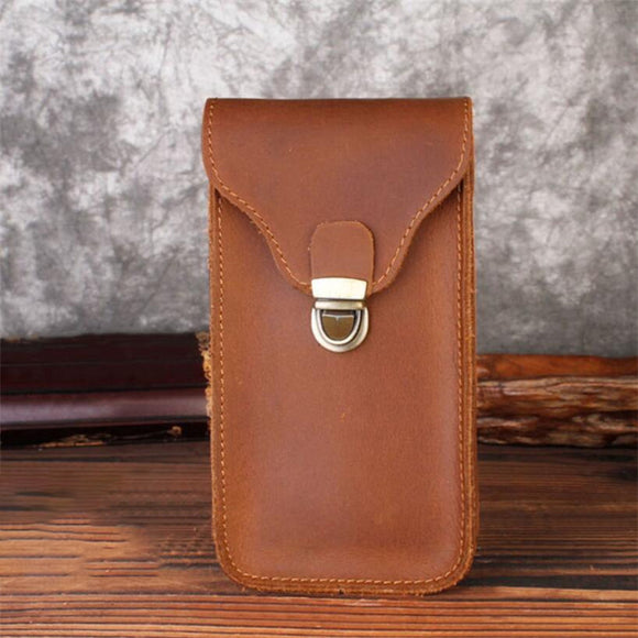 Leather Retro Mobile Phone Bag, Home or Outdoor Portable Mobile Phone Protective Cover or Storage Bag