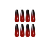 Red and Black Gradient Long Ballet Wear Nails, Finished Fake Nails, Nail Patch