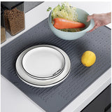 Gray Silicone Thickened Kitchen Dining Table Insulation Mat, Drain Non-slip Large Tableware Pad