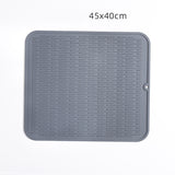 Gray Silicone Thickened Kitchen Dining Table Insulation Mat, Drain Non-slip Large Tableware Pad