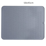 Gray Silicone Thickened Kitchen Dining Table Insulation Mat, Drain Non-slip Large Tableware Pad