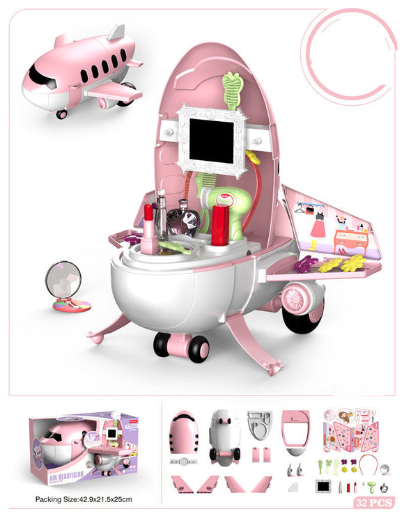 Girls' Play House, Luxury Airplane Car Toy Little Princess Dresser Birthday Gift, Children's Disassembly Activity Kit