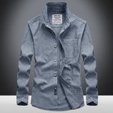 Casual Lapel Solid Color Long-sleeved Shirt for Men