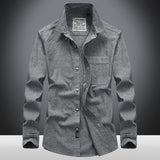 Casual Lapel Solid Color Long-sleeved Shirt for Men