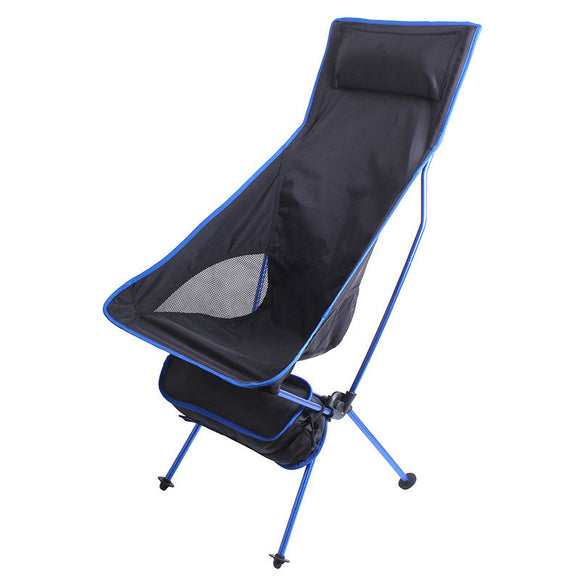 Portable Folding Beach Chair with Extended Backrest, Moon Chair Lunch Break Aluminum Recliner