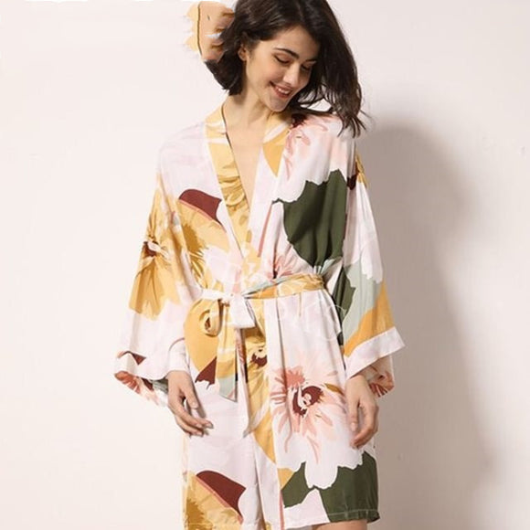 New Sleepwear Robe, Spring Thin Cotton-silk, Women's Bedroom-wear