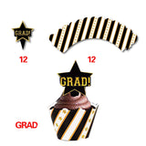 Black Gold Graduation Cake Cup, Circle Decoration, Party Supplies Set