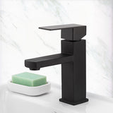 Stainless Steel Black Washbasin Faucet, Square Height Single Hole Basin Tap