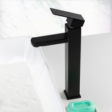 Stainless Steel Black Washbasin Faucet, Square Height Single Hole Basin Tap