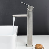 Stainless Steel Black Washbasin Faucet, Square Height Single Hole Basin Tap