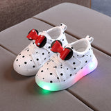 Light-up Girls' Bowknot LED Breathable Babies' Shoes