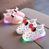 Light-up Girls' Bowknot LED Breathable Babies' Shoes