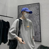 Japanese Casual Men's S-sleeve T-shirt, Loose Fashion Brand Round Neck Street Waffle Half Sleeve Oversized Clothing Top