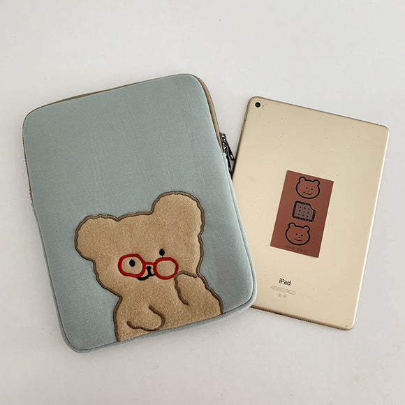 Compatible with Apple, Wind Girls' Tablet Bear Bag, Student's Korean Version IPad Pouch