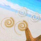 Round Spiral Earrings for Women, Gold Color Big Exaggerated Gear Faux Earrings