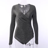 Undershirt long-sleeved V-neck casual sexy top